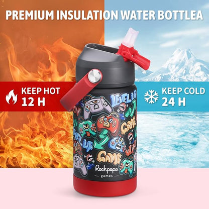 rockpapa 14 oz Kids Insulated Water Bottle，Stainless Steel Toddler Cups - Image 3