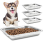 Fhiny 4 PCS Stainless Steel Dog Bowls, Metal Shallow Puppy Bowls 10"×7.5" Indoor & Outdoor Universal Dog Food Plate Whisker Fatigue Friendly Cat Dishes Easy to Clean for Puppy Kitten Doggy 1.2" H