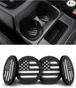 4 Pack Car Cup Coasters, Universal American Flag Non-Slip Silicone Cup Holder Inserts, Car Interior Accessories, Black