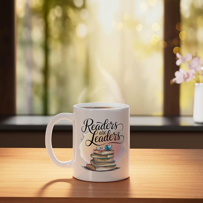 Readers Are Leaders Motivational Reading Book Quote Ceramic Mug - Image 3