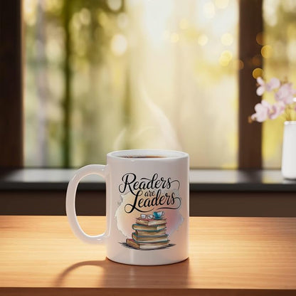 Readers Are Leaders Motivational Reading Book Quote Ceramic Mug - Image 3