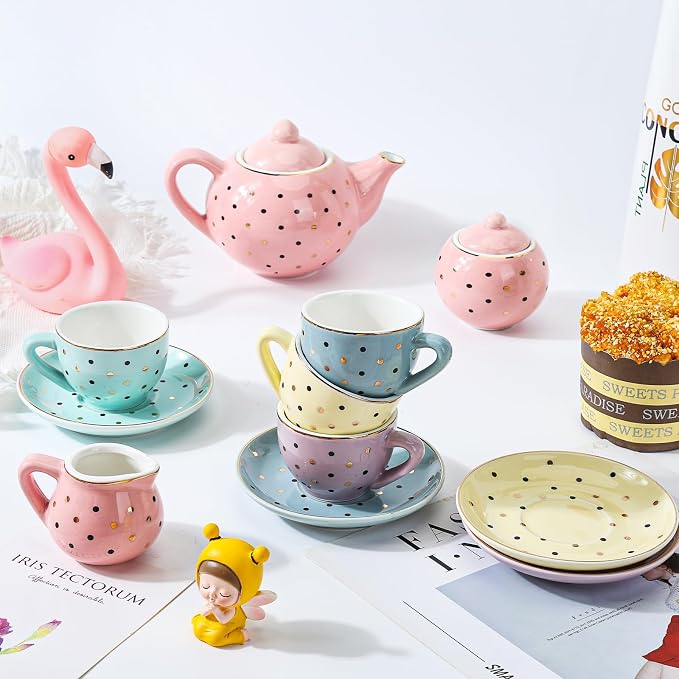 CHENP.HMC Tea Party Set for Little Girls, 13 Piece Sets Kids Tin Tea Party - Image 3