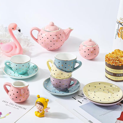 CHENP.HMC Tea Party Set for Little Girls, 13 Piece Sets Kids Tin Tea Party - Image 3