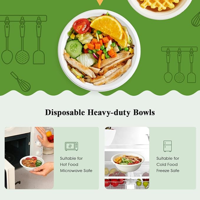 145 Pack 12 OZ Disposable Compostable Paper Bowls - Image 4