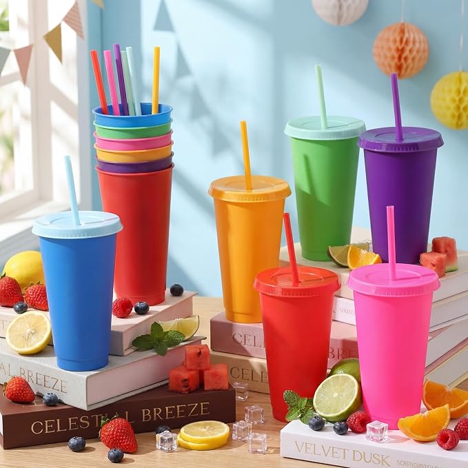 Honeydak 30 Pack Tumbler with Straw and Lid Bulk Cups - Image 2