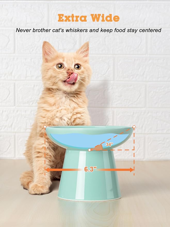LoeJan Elevated Cat Food and Water Bowls Set, Extra Wide and Raised Ceramic - Image 3