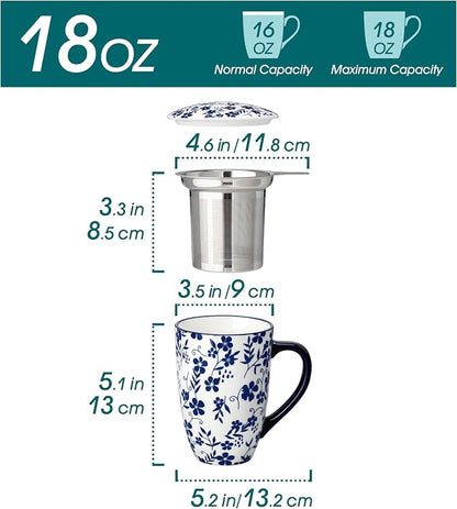 vancasso SELENE Porcelain Tea Mug, 18 oz Porcelain Tea Cup - Image 2