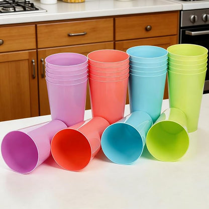 Pumtus 24 Pack Reusable Plastic Cups, 13 OZ Colorful Unbreakable Water Tumbler - Image 8
