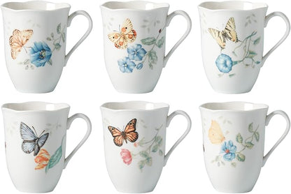 Lenox 892798 Butterfly Meadow 6-Piece Mug Set | Dishwasher safe, microwave safe by Lenox