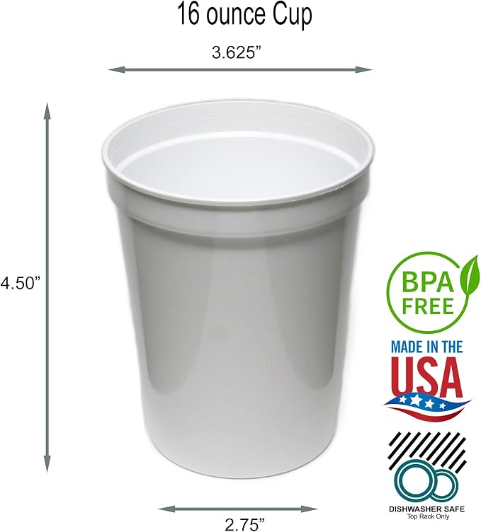 Rolling Sands 16 oz. Reusable Plastic Stadium Cups, 8 Pack, Made in USA - Image 2