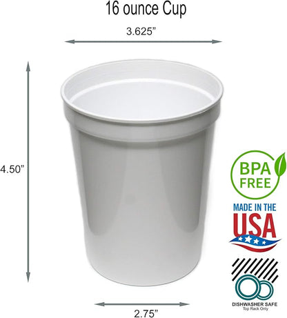 Rolling Sands 16 oz. Reusable Plastic Stadium Cups, 8 Pack, Made in USA - Image 2