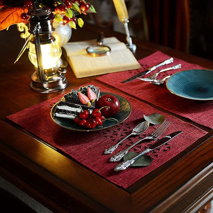 ARTABLE Burgundy Rectangle Fabric Placemats Set of 4 Table Mats 12 x 18 in | - Image 5