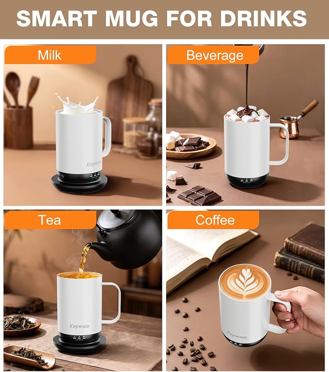 Kepwam Self-Heating Coffee Mug T1, 16oz Rechargeable Heated Coffee Mug - Image 9