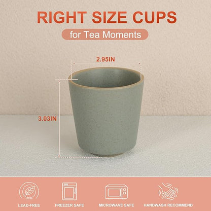 6.7 Ounce Janpanese Tea Cup Set of 4, Matte Grey | Ceramic Matcha Cup - Image 2