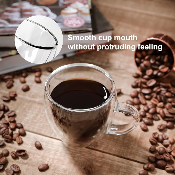 KitchenTour Insulated Coffee Mug 6 oz- Double Wall Glass Coffee Cup - Image 3