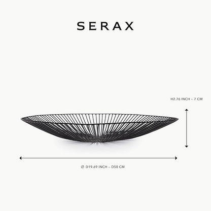 Serax Home Decor Fruit Bowl | Metal sculptures interior accessories by Antonino Sciortino | Oval Iron Kitchen Basket | Modern House Decor or Kitchen Storage for Counter and Table (low, black)
