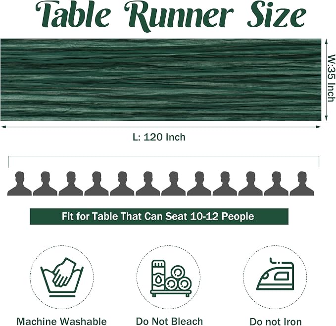 6 Pieces Dark Green 10FT Cheesecloth Table Runner Boho Gauze Fabric Table - Image 4
