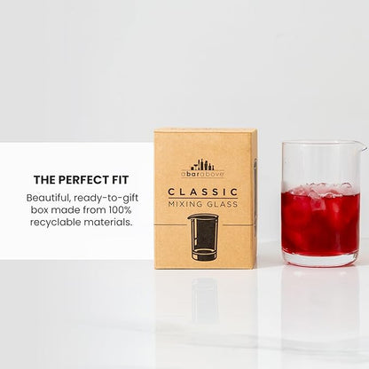 A Bar Above Cocktail Mixing Glass, Classic Style Enhanced Annealed Lead-Free Crystal Stirring Pitcher, Thick Weighted Base for Stable Stirring, 18 Oz Drink Mixer for Craft Cocktails at Home or Bars