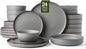 Famiware Mercury 24-Piece Stoneware Plates and Bowls, Dark Grey | Dinnerware Set by Famiware