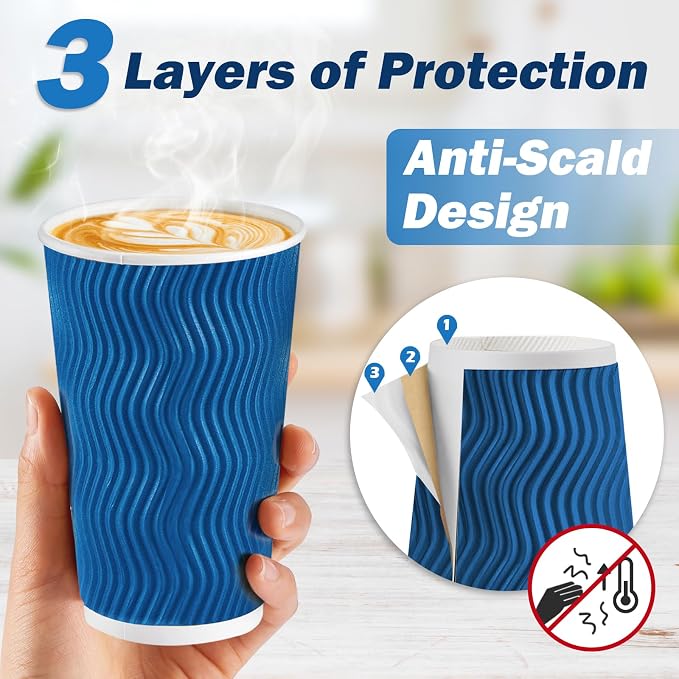 SIUQ 90 Pack 16 oz Disposable Coffee Cups - Image 3