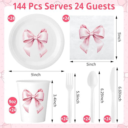 Sieral 144 Pcs Pink Bow Party Supplies Coquette Birthday Party Decoration Bow - Image 2