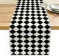 Black Beige Diamond Plaid Table Runner, Home Farmhouse Dining Halloween | Long by Unknown