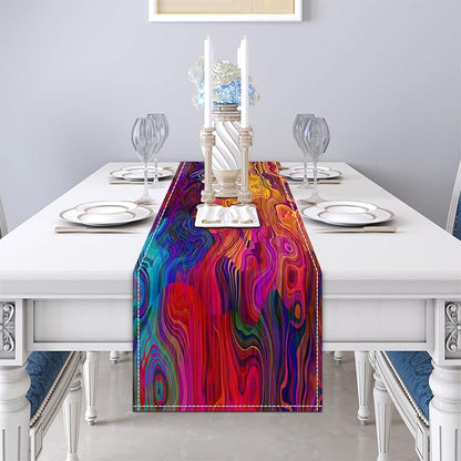 Abstract Table Runner 13x71 Inch Colorful Chaotic Waves Table Runners Table - Image 5