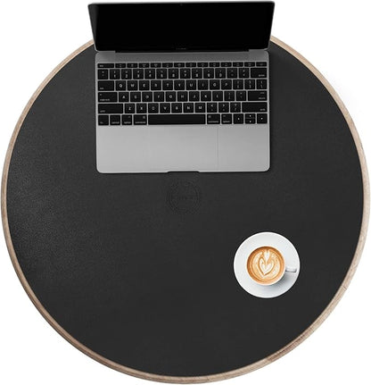 CENNBIE 23.6 Inches Round Table Mat - Cork Leather Placemats - Suitable as Side Dining Coffee Table Cover (Black)