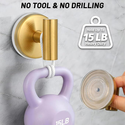 Large 15lb Suction Cup Hooks for Shower, No-Drill Bathroom Towel Hooks for Robes - Image 2
