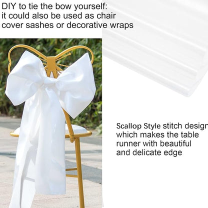 White Satin Table Runner 12x108 Inches, 15 Pack | Silk and Smooth Fabric - Image 5