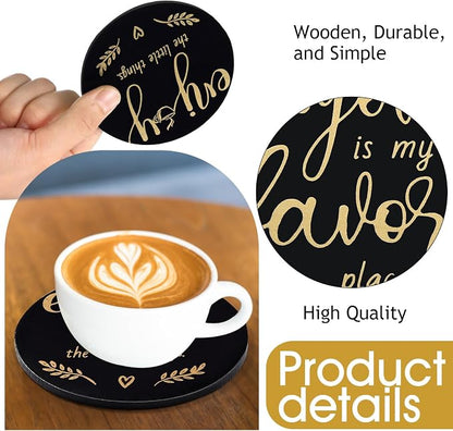 Queekay Coasters Set of 6 House Warming Gifts New Home Wooden Farmhouse Drink - Image 3