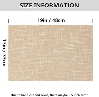 Kevin Textile Burlap Linen Placemats Set of 4 Heat Resistant Dining Table Place Mats Washable Kitchen Table Mats, 13 x19 inches, Cream Beige
