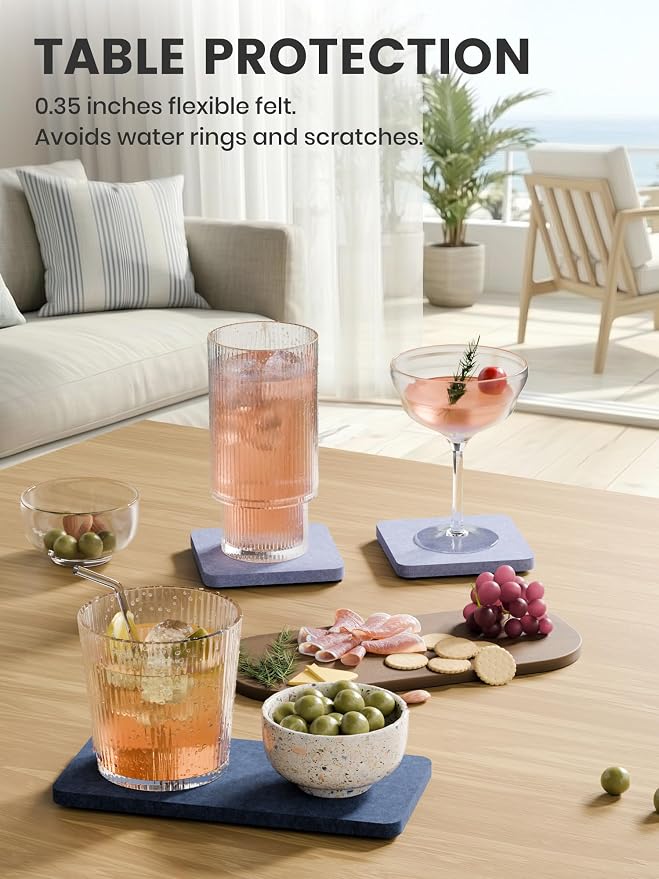 Fluxynara Felt Coasters for Drinks, Mixed Sizes, Soft Periwinkle & Blue | 8 x 4 - Image 4