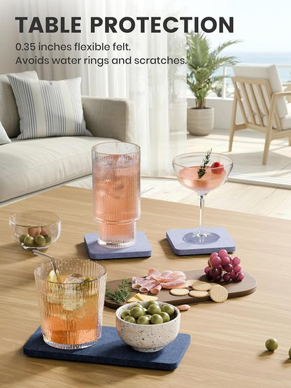 Fluxynara Felt Coasters for Drinks, Mixed Sizes, Soft Periwinkle & Blue | 8 x 4 - Image 4