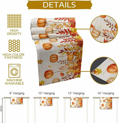 Orange Pumpkin Fall Table Runner 70 Inches Long, Thanksgiving Maple Eucalyptus - Image 8