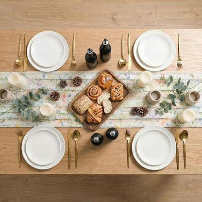 Artoid Mode Floral Spring Boho White Chiffon Table Runner 120 Inches 10FT - Image 7