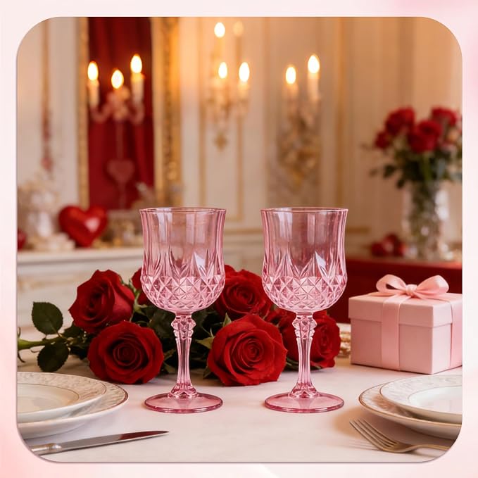 7OZ Plastic Wine Glasses, Reusable Vintage Goblets Unbreakable Drinking Glasses - Image 5