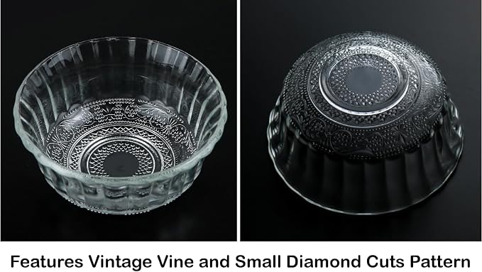HillSpring Small Glass Bowls for Dessert, or Nuts, 4.5" Textured Bowls Set for - Image 6