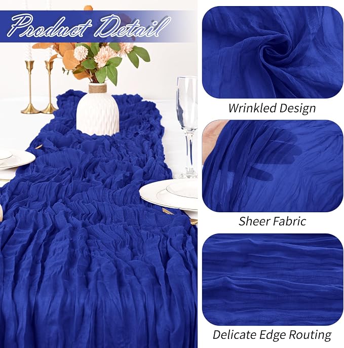 30 Pack Royal Blue Cheesecloth Table Runner 17 x 108 inch Cheese Cloth Table - Image 3
