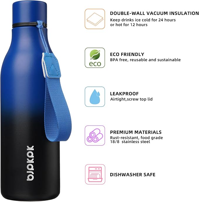 BJPKPK 18oz Insulated Water Bottle, Stainless Steel Bottle - Image 2