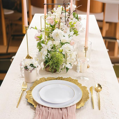 LIYH 8 Pcs Gold Charger Plates 13'' Plastic Round Chargers Plates Reusable Wedding Dinner for for Table Setting Wedding Party Decoration