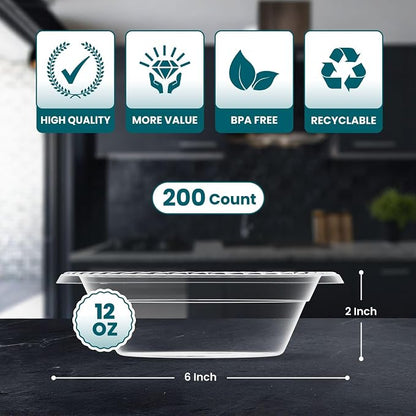R-kay 200 Count 12 Oz Clear Plastic Bowls - Image 5