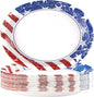 50Pcs Patriotic Oval Paper Plates 10" X 12" Large Heavy Duty Thank You Veterans Day Plates American Flag Patriotic Platters for Independence & Election Day 4th of July Independence Party Decorations