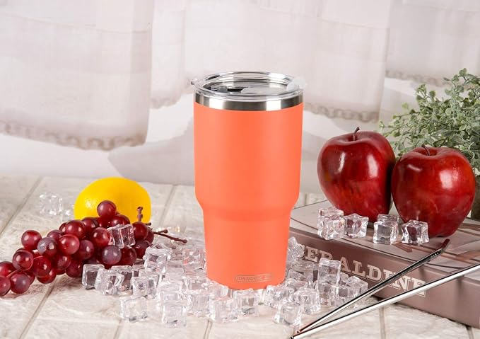 D·S 30oz Orange Tumbler Double Wall Vacuum Insulated Travel Coffee Mug | Double - Image 5