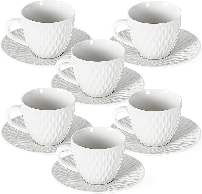 3-Ounce Espresso Cups Set of 6, Mini Coffee Cups by fMBB