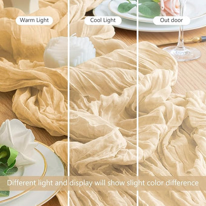 Cheesecloth Table Runner Sand 10FT Boho Gauze Runner - Image 8