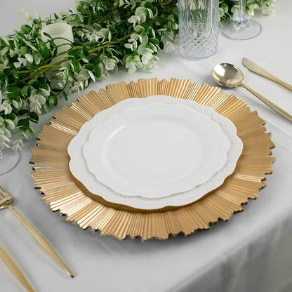 Efavormart 6 Pack | 13" Metallic Gold Sunray Acrylic Plastic Serving Plates - Image 5