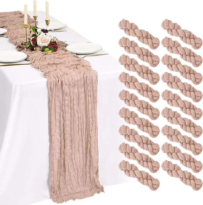 18 Pack Cheesecloth Table Runner 10FT Dusty Pink Table Runner Boho Gauze Cheese by Showgeous