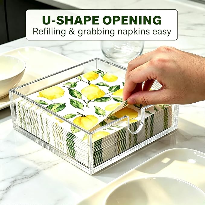 Bryantye Acrylic Napkin Holders, Transparent | Bathroom Napkin Tray, Napkin - Image 5