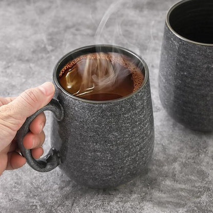 Hasense Dark Grey Coffee Mugs Set of 4, 12oz Ceramic Coffee Cups, Latte Mug - Image 2